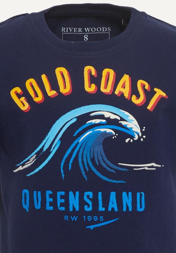 River Woods Normal Fit Katoenen Fantasie T-shirt Midnight Blue