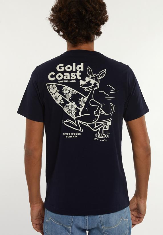 River Woods Normal Fit Katoenen Fantasie T-shirt Navy