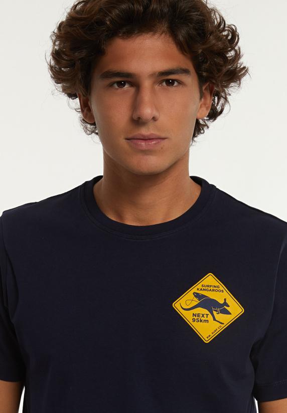 River Woods Normal Fit Katoenen Fantasie T-shirt Navy