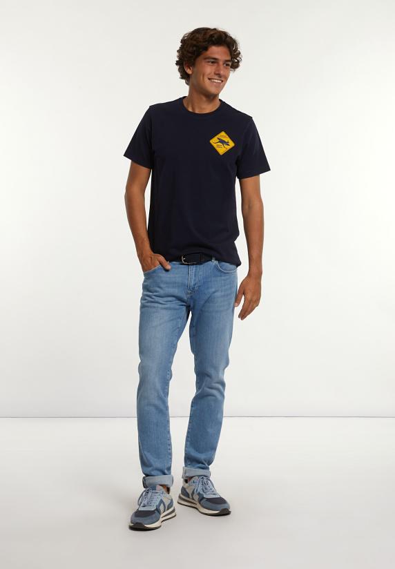 River Woods Normal Fit Katoenen Fantasie T-shirt Navy