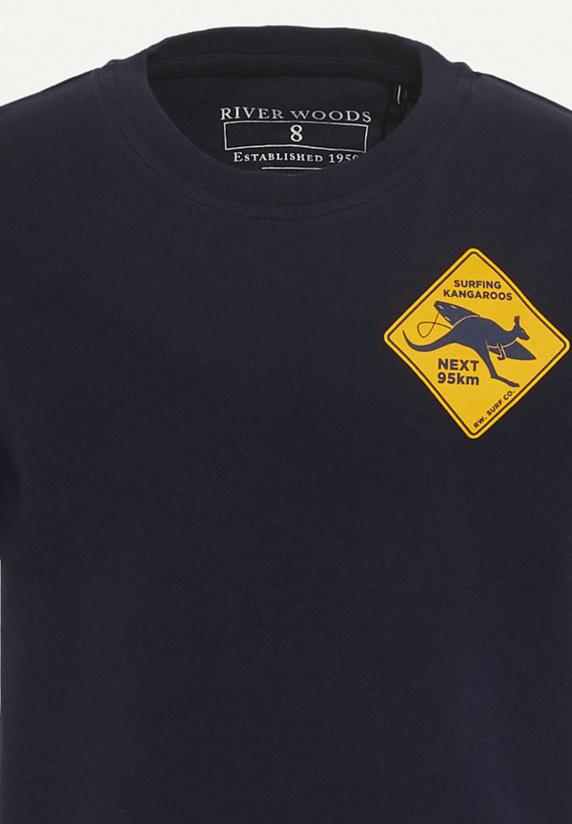 River Woods Normal Fit Katoenen Fantasie T-shirt Navy