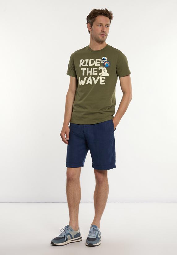 River Woods Normal Fit Katoenen Fantasie T-shirt Olijfgroen