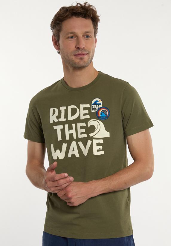 river woods Normal fit katoenen fantasie T-shirt olijfgroen