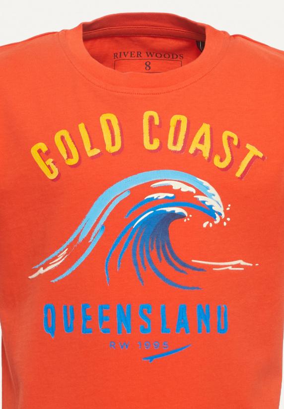 River Woods Normal Fit Katoenen Fantasie T-shirt Orange