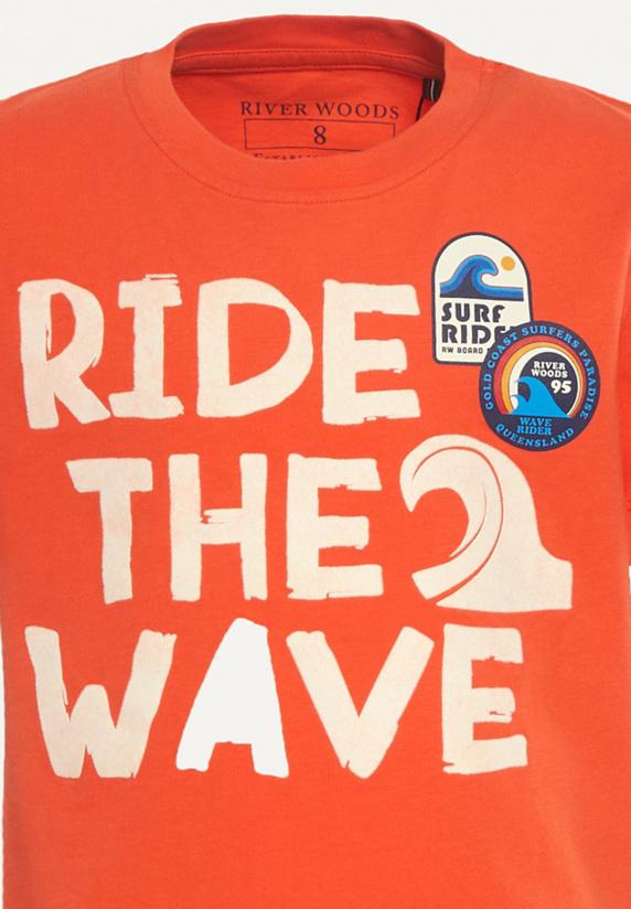 River Woods Normal Fit Katoenen Fantasie T-shirt Oranje