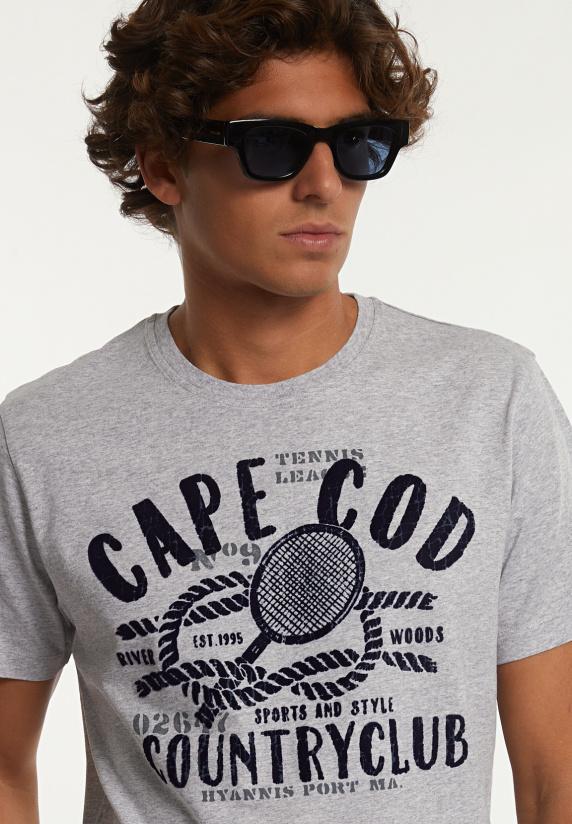 River Woods Normal Fit Katoenen Fantasie T-shirt Pearl Grey Mix