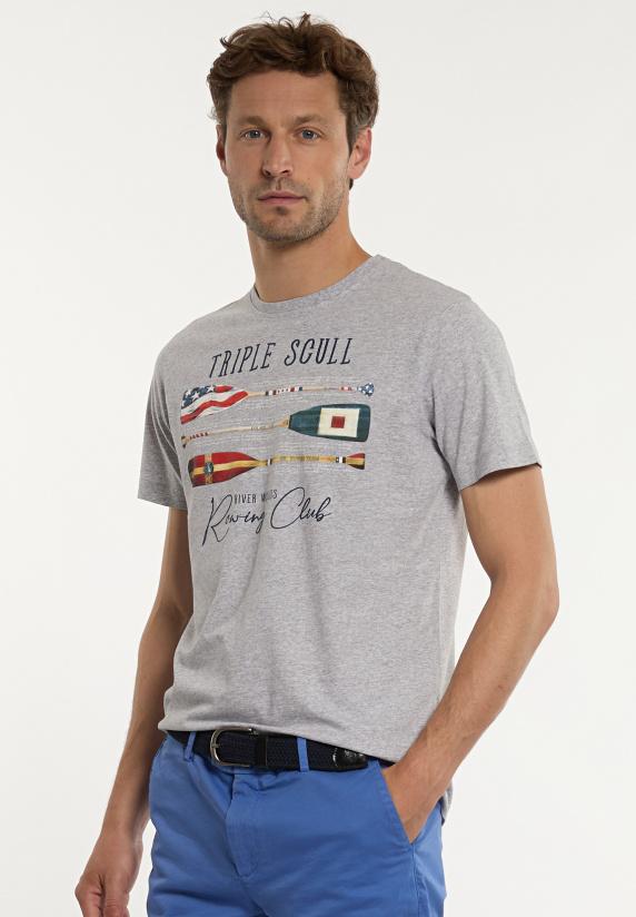 river woods Normal fit katoenen fantasie T-shirt pearl grey mix