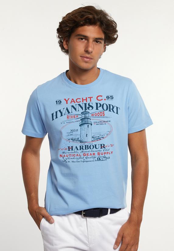 River Woods Normal Fit Katoenen Fantasie T-shirt Porcelaine