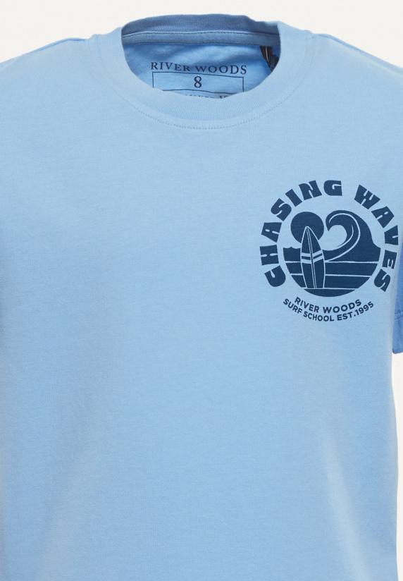 River Woods Normal Fit Katoenen Fantasie T-shirt Porcelaine