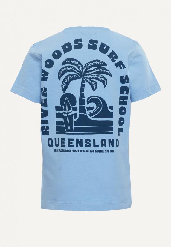 River Woods Normal Fit Katoenen Fantasie T-shirt Porcelaine