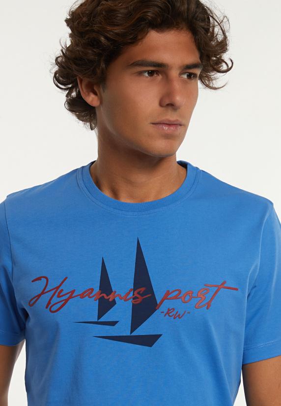 River Woods Normal Fit Katoenen Fantasie T-shirt Soft Azure