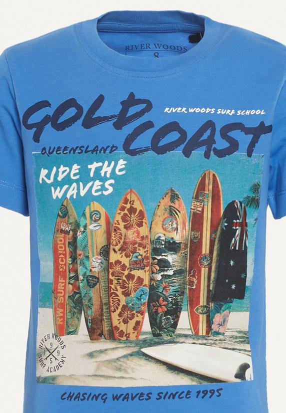 River Woods Normal Fit Katoenen Fantasie T-shirt Soft Azure