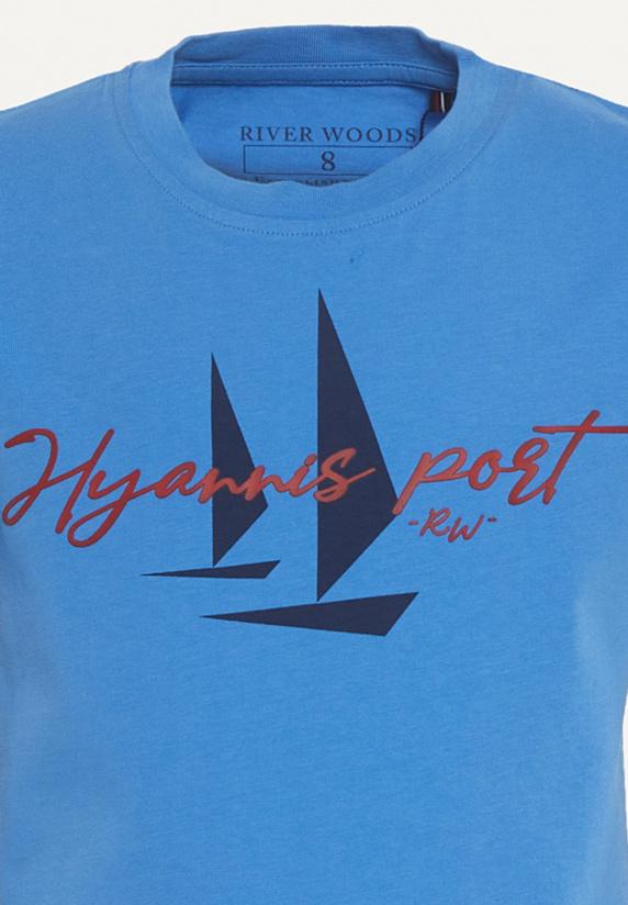 River Woods Normal Fit Katoenen Fantasie T-shirt Soft Azure