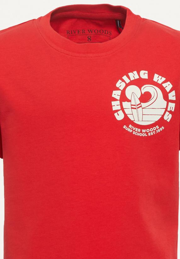 River Woods Normal Fit Katoenen Fantasie T-shirt Strawberry