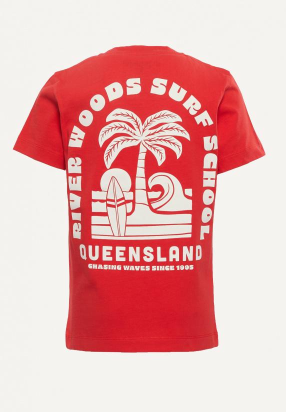 River Woods Normal Fit Katoenen Fantasie T-shirt Strawberry