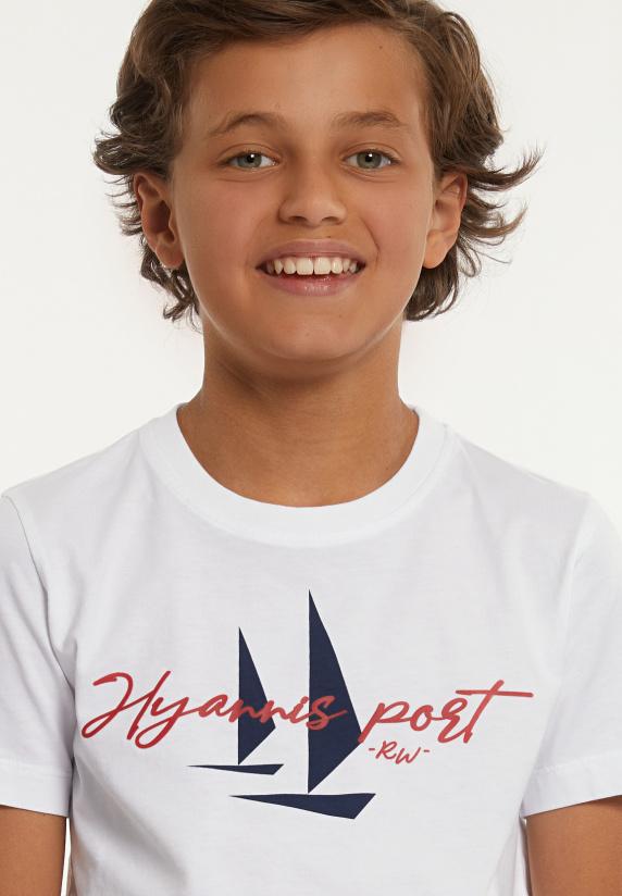 River Woods Normal Fit Katoenen Fantasie T-shirt Wit