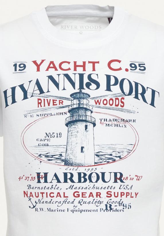 River Woods Normal Fit Katoenen Fantasie T-shirt Wit