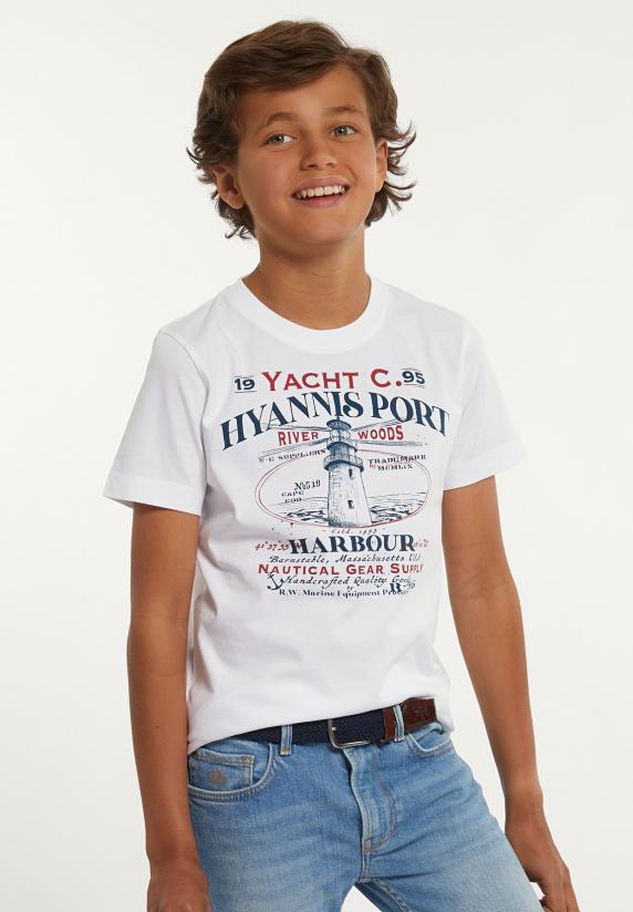 River Woods Normal Fit Katoenen Fantasie T-shirt Wit