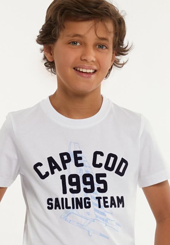 River Woods Normal Fit Katoenen Fantasie T-shirt Wit