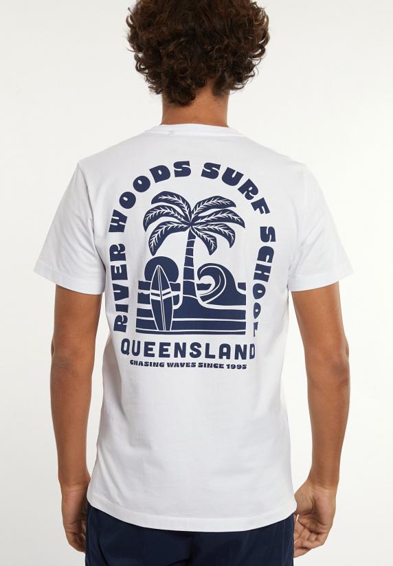 River Woods Normal Fit Katoenen Fantasie T-shirt Wit