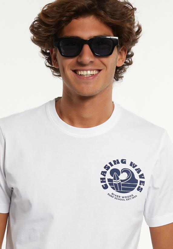 River Woods Normal Fit Katoenen Fantasie T-shirt Wit