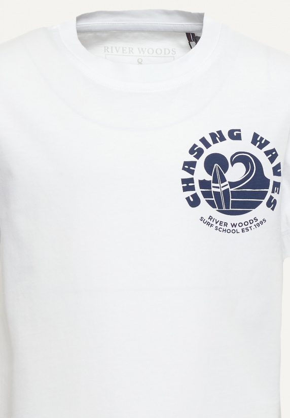 River Woods Normal Fit Katoenen Fantasie T-shirt Wit