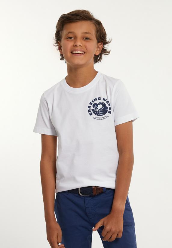 River Woods Normal Fit Katoenen Fantasie T-shirt Wit