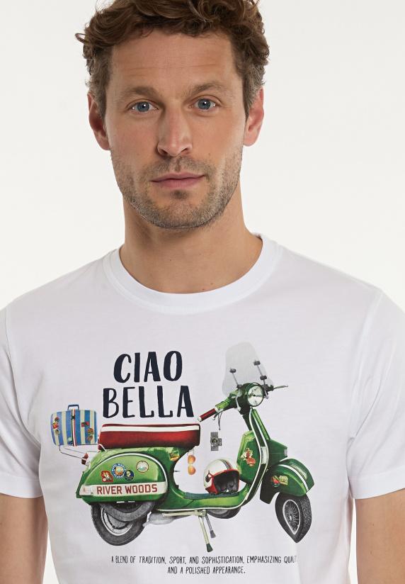 River Woods Normal Fit Katoenen Fantasie T-shirt Wit