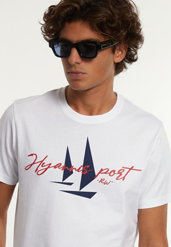 River Woods Normal Fit Katoenen Fantasie T-shirt Wit