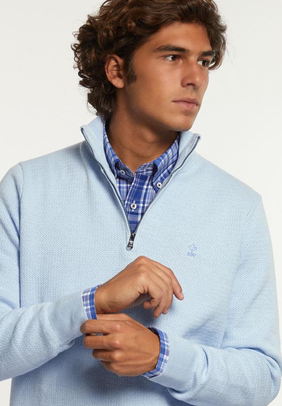 River Woods Normal Fit Katoenen Trui Opstaande Kraag Baby Mix