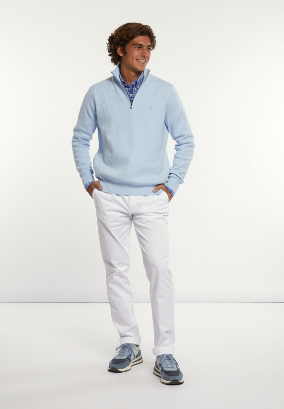 River Woods Normal Fit Katoenen Trui Opstaande Kraag Baby Mix