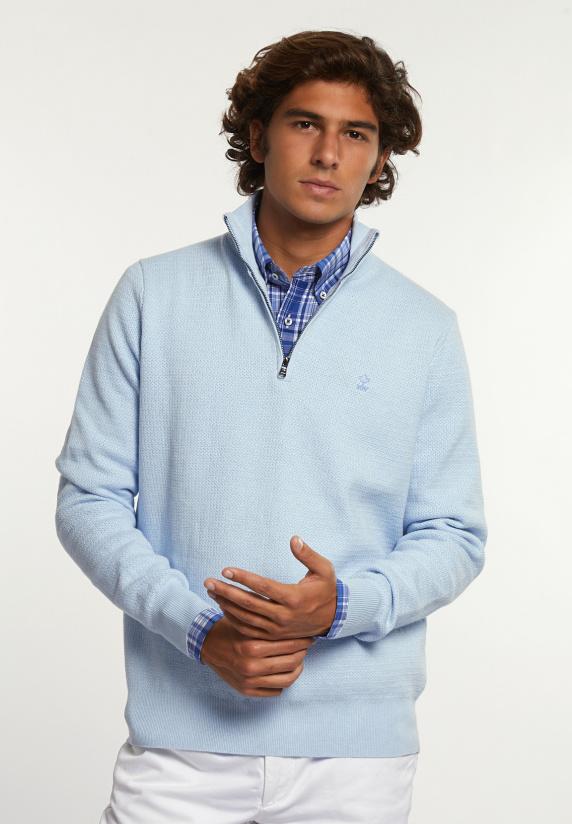 river woods Normal fit katoenen trui opstaande kraag baby mix