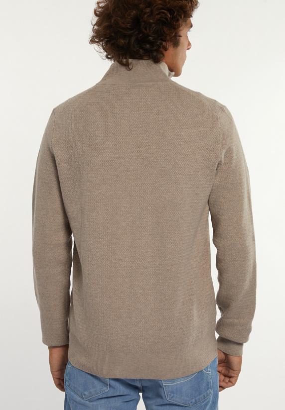 River Woods Normal Fit Katoenen Trui Opstaande Kraag Hazel Mix