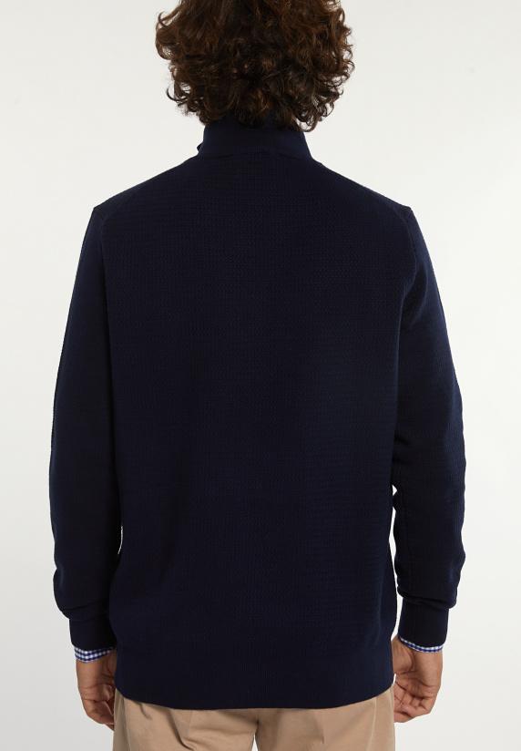 River Woods Normal Fit Katoenen Trui Opstaande Kraag Navy