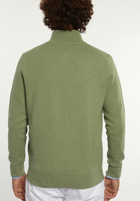 River Woods Normal Fit Katoenen Trui Opstaande Kraag Savanna Mix