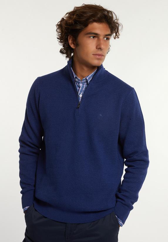 river woods Normal fit katoenen trui opstaande kraag twilight mix