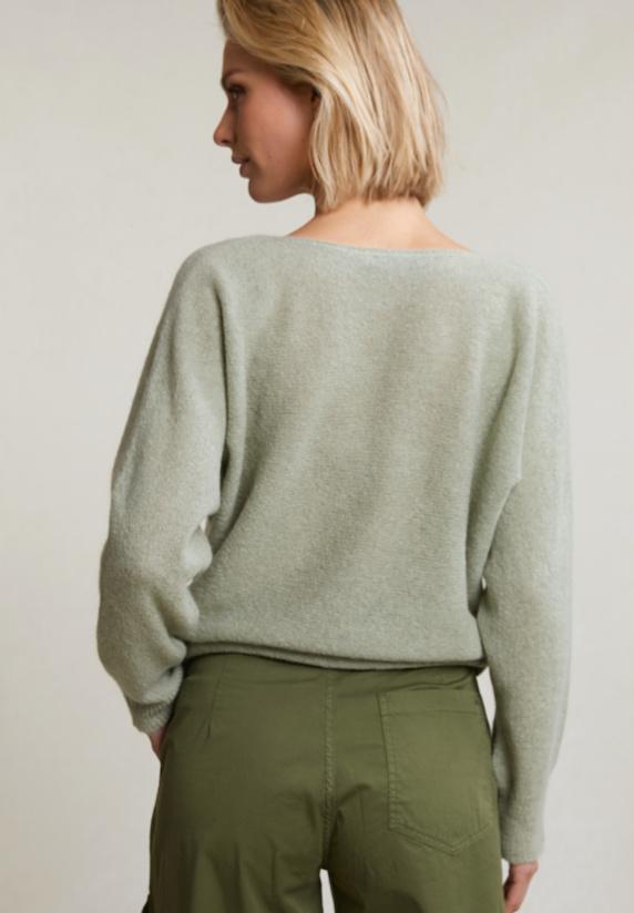 River Woods Olijfgroene Alpaca-zuivere Scheerwol V-hals Trui