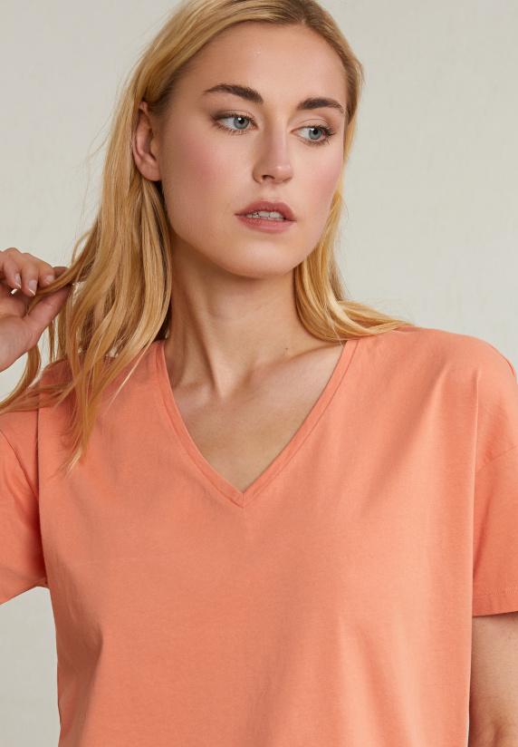 River Woods Oranje Basic V-hals T-shirt Korte Mouwen