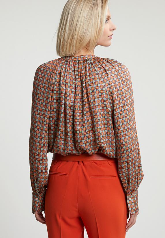 River Woods Oranje/groene Fantasie Blouse Met Knopen