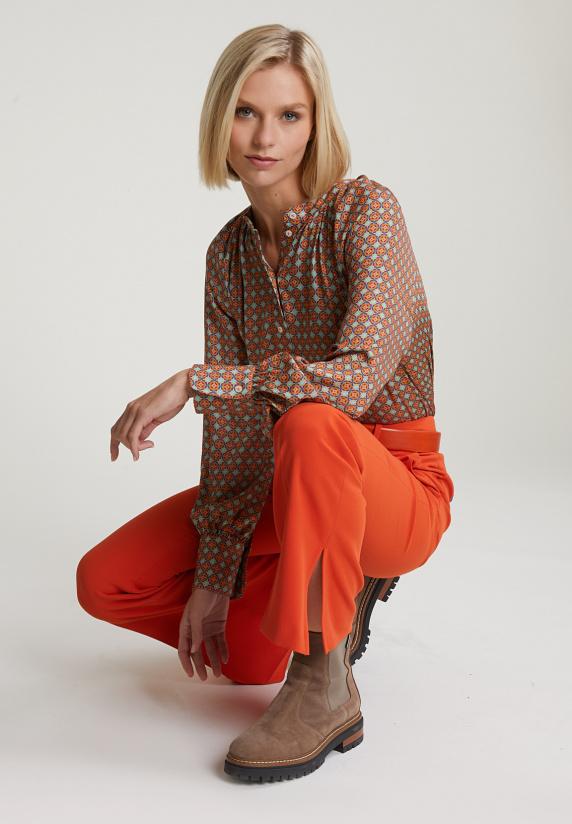 River Woods Oranje/groene Fantasie Blouse Met Knopen