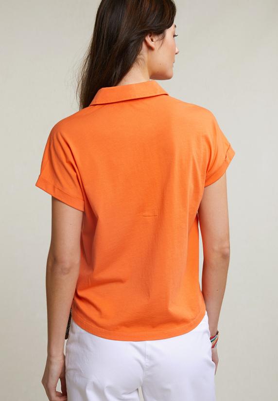 River Woods Oranje V-hals Polo T-shirt Korte Mouwen