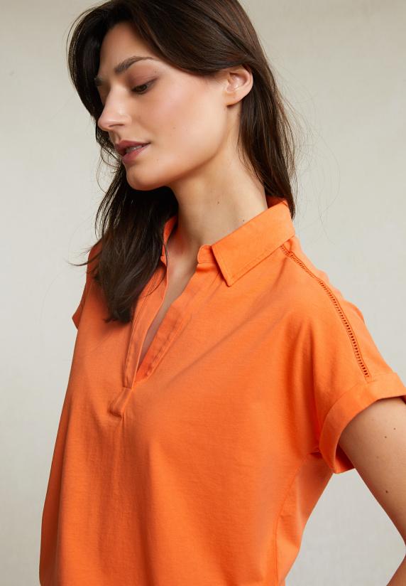 River Woods Oranje V-hals Polo T-shirt Korte Mouwen