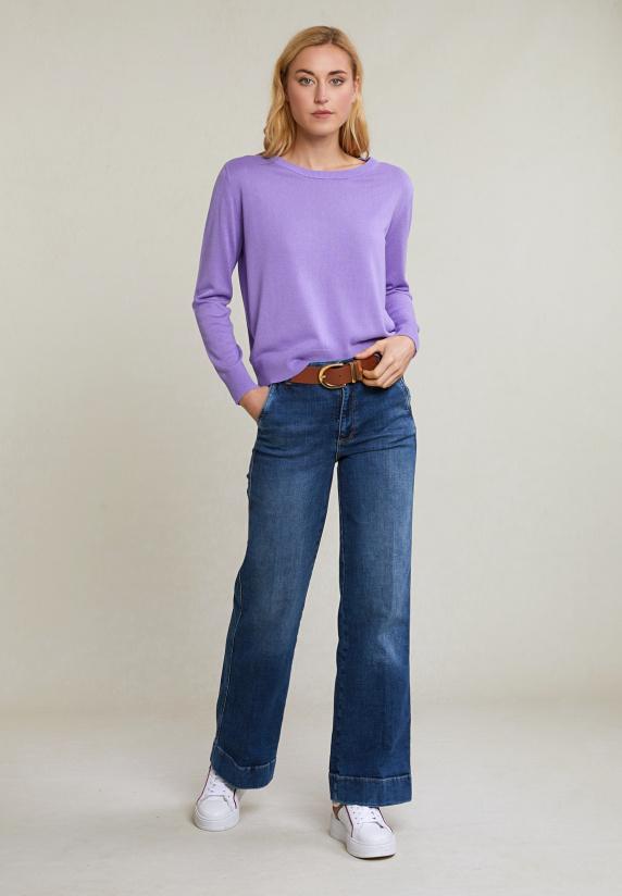 River Woods Paarse Basic Trui Ronde Hals Lange Mouwen