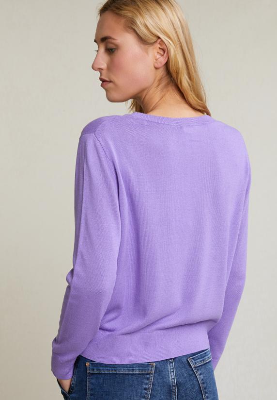 River Woods Paarse Basic Trui Ronde Hals Lange Mouwen