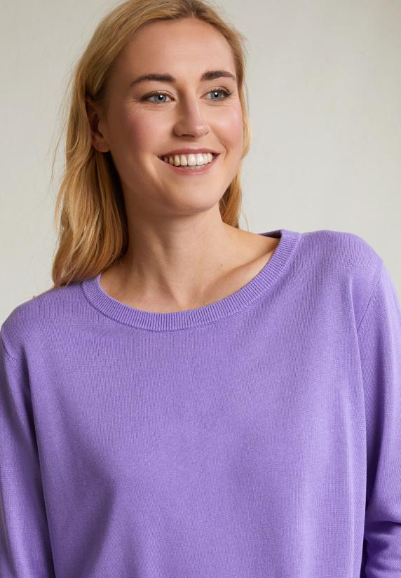 River Woods Paarse Basic Trui Ronde Hals Lange Mouwen