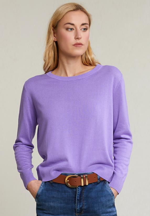 river woods Paarse basic trui ronde hals lange mouwen