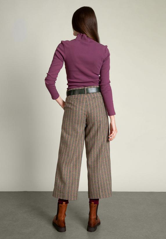 River Woods Paarse Geribbelde T-shirt Opstaande Kraag