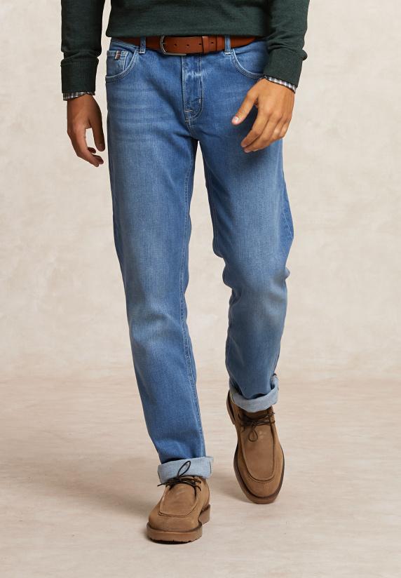 river woods Regular fit basic stretch jeansbroek 5-zakken light stone