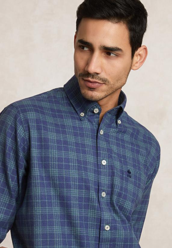 River Woods Regular Fit Geruit Flanellen Hemd Groen/blauw