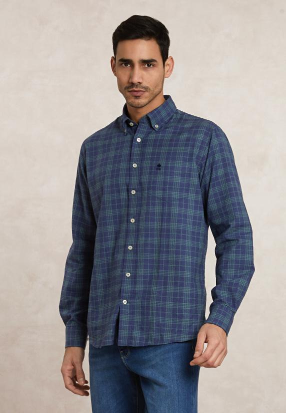 river woods Regular fit geruit flanellen hemd groen/blauw